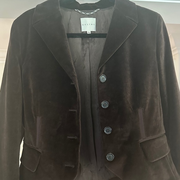 Vintage CELINE Brown Velvet Blazer - Never worn, like new - Size 10 - Picture 12 of 14